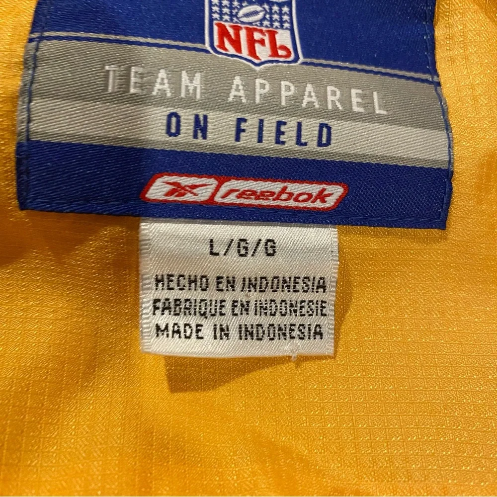 Green Bay Packers Jacket Mens Large Yellow Lined Full Zip Reebok NFL Windbreaker